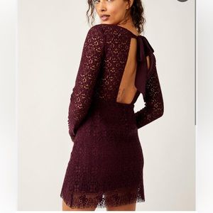 NWT free people purple lace honey honey bow dress